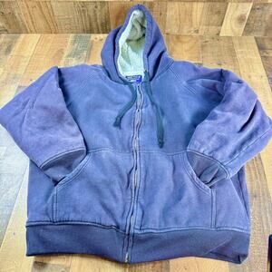 SMITHS WORKWEAR Men's Full Zip SHERPA Lined Hoodie 2XL Blue Cotton Warm Jacket